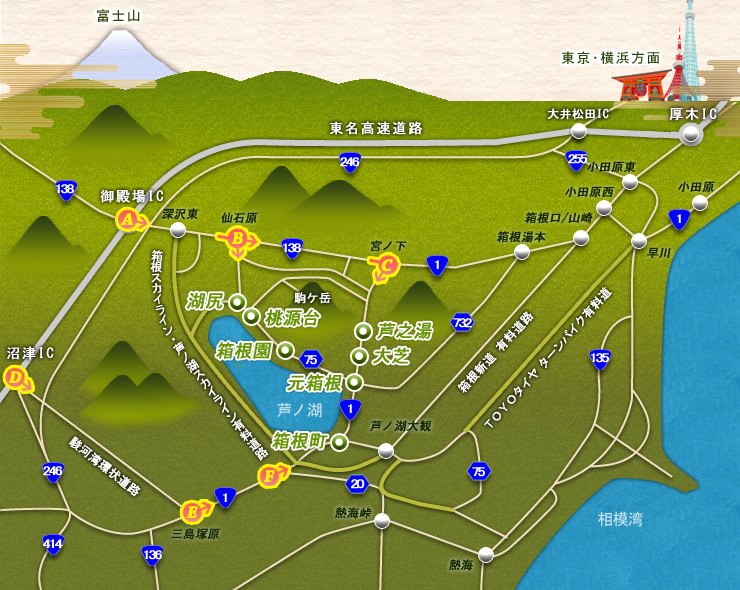 芦ノ湖ルートマップ