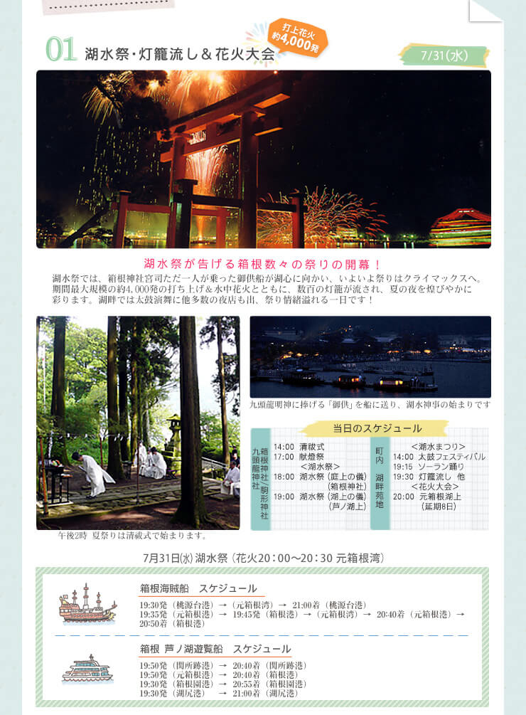 御神幸祭&花火大会 湖水祭が告げる箱根数々の祭りの開幕!