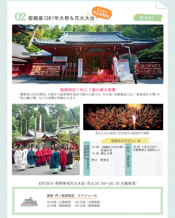 御神幸祭＆花火大会　箱根神社１年に１度の最大祭事