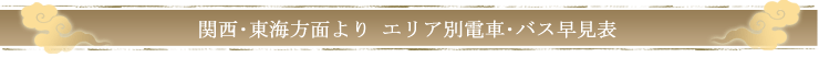 関西・東海方面より　エリア別電車・バス早見表