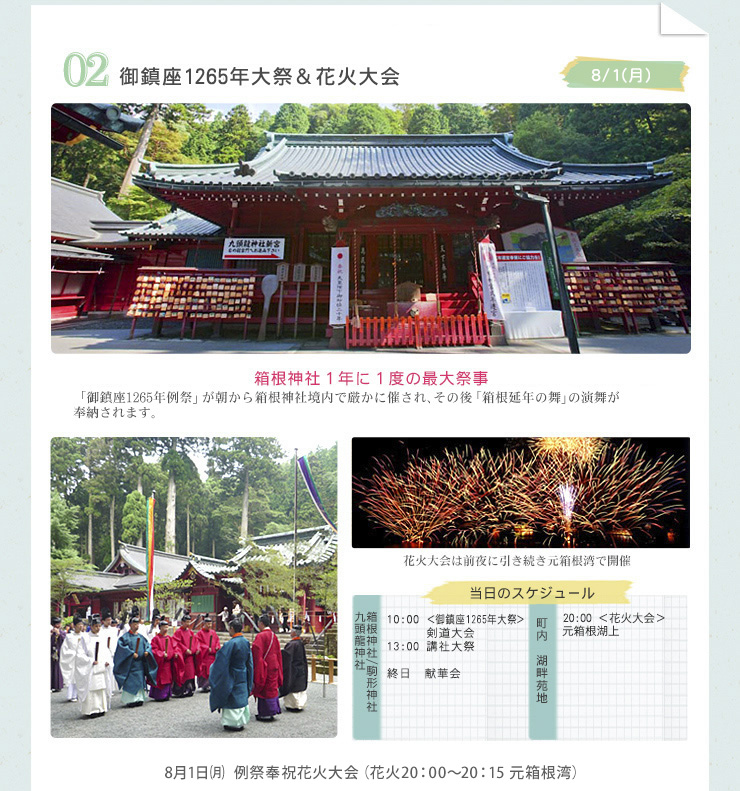 御神幸祭＆花火大会　箱根神社１年に１度の最大祭事